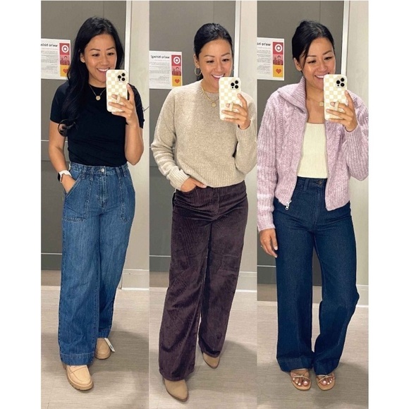 Women's High-Rise Wide Leg Jeans - Universal Thread™M Dark Wash Short new - Picture 8 of 9